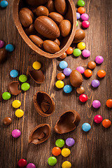 Image showing Assorted chocolate eggs for Easter