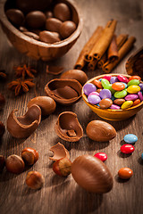 Image showing Assorted chocolate eggs for Easter