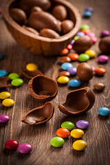 Image showing Assorted chocolate eggs for Easter