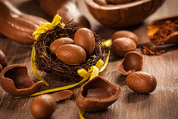 Image showing Assorted chocolate eggs for Easter