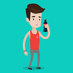 Image showing Young man drinking soda vector illustration.