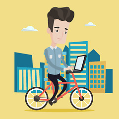 Image showing Man riding bicycle in the city vector illustration