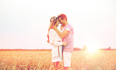 Image showing happy smiling young hippie couple outdoors