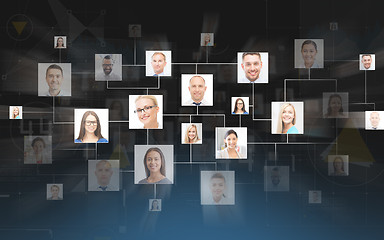 Image showing business contacts over dark blue background