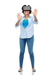 Image showing woman in virtual reality headset or 3d glasses