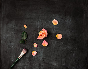 Image showing paint brushe on wooden background