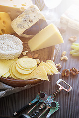 Image showing Various types of cheese set