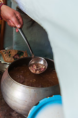 Image showing cooking meals in a Russian stove