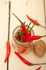 Image showing red chili peppers on a glass jar