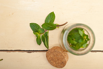 Image showing fresh mint leaves on a glass jar