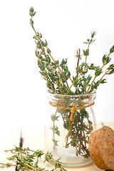 Image showing fresh thyme on a glass jar
