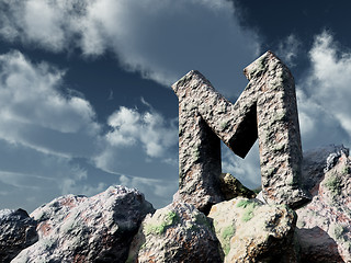 Image showing rune rock under cloudy blue sky - 3d illustration