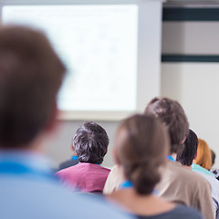 Image showing Audience in lecture hall participating at business conference.