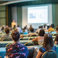 Image showing Audience in lecture hall participating at business conference.