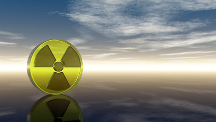 Image showing nuclear symbol under cloudy sky - 3d illustration