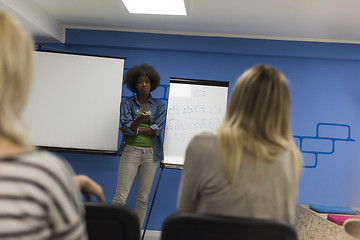 Image showing Black woman Speaker Seminar Corporate Business Meeting Concept