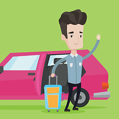 Image showing Caucasian man traveling by car vector illustration