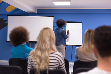 Image showing Black woman Speaker Seminar Corporate Business Meeting Concept