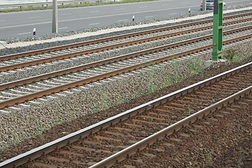 Image showing Railway tracks closeup