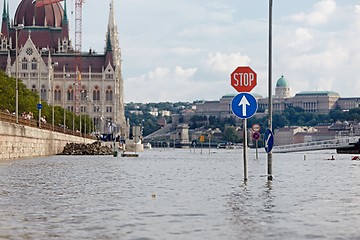 Image showing Flooded street in Budapest