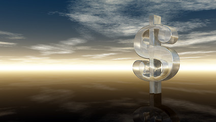 Image showing glass dollar symbol under cloudy blue sky - 3d illustration