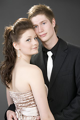 Image showing Portrait of a young beautiful couple embracing.