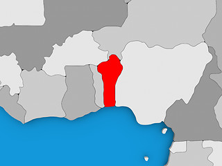 Image showing Benin in red on globe