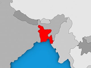 Image showing Bangladesh in red on globe
