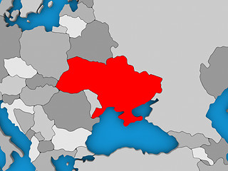 Image showing Ukraine in red on globe