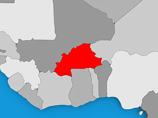 Image showing Burkina Faso in red on globe