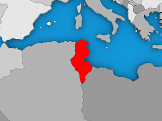 Image showing Tunisia in red on globe