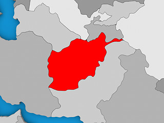 Image showing Afghanistan in red on globe