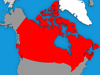 Image showing Canada in red on globe