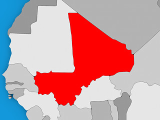 Image showing Mali in red on globe