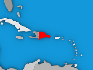 Image showing Dominican Republic in red on globe