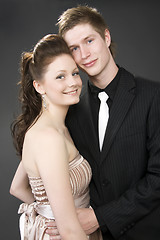 Image showing Portrait of a young beautiful couple embracing.