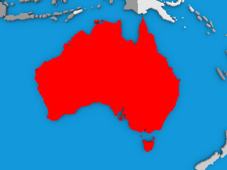 Image showing Australia in red on globe