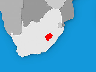 Image showing Lesotho in red on globe