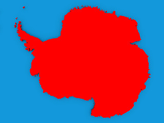 Image showing Antarctica in red on globe