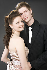 Image showing Portrait of a young beautiful couple embracing.