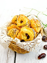 Image showing Cookies with dates in basket on light board