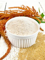 Image showing Flour amaranth in white bowl on light board