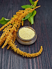 Image showing Groats amaranth in clay bowl on board