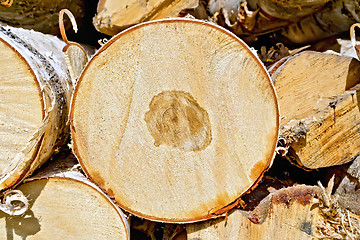 Image showing End of round birch logs