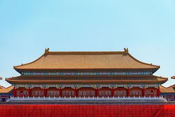 Image showing Traditional Chinese building under blue sky