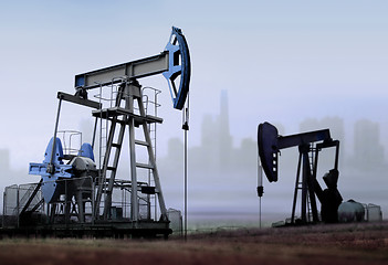 Image showing old working oil pumps