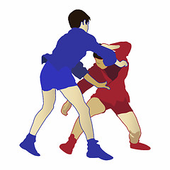 Image showing Illustration Of Two Boys In A Sambo Competition