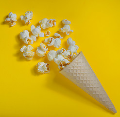 Image showing Popcorn in ice cream cones