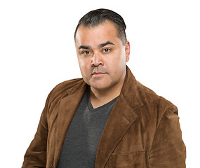 Image showing Handsome Young Hispanic Male Headshot Portrait Against White Bac