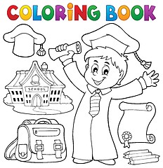 Image showing Coloring book graduation theme 1